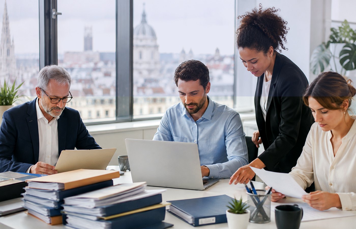 Documents et ordinateur en contexte professionnel